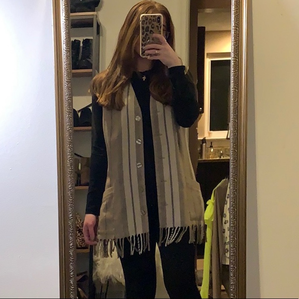 Vintage Wool Vest with Fringes